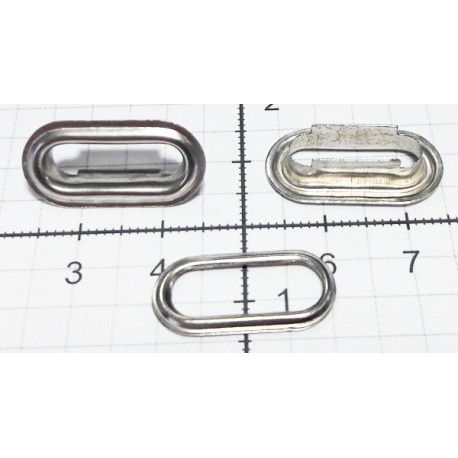 Akutės plieninės elipsės formos 16mm nikelis/20vnt.