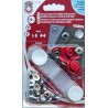 Snap fasteners Set "ALFA" 15 mm, red/nickel/10pcs.