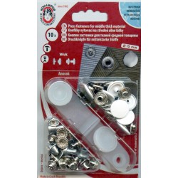 Snap fasteners Set "ALFA" 15 mm, white/nickel/10pcs.