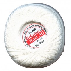 Cotton crocheting yarn "Ada 30" white/1pc.