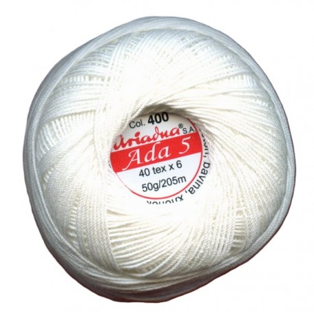Cotton crocheting yarn "Ada 5" white/1.