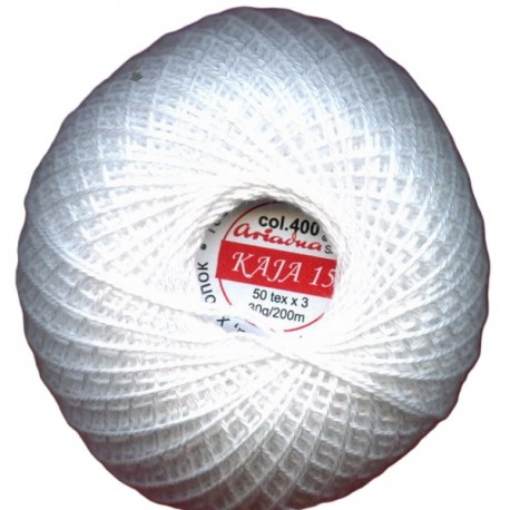 Cotton crocheting yarn "Kaja", color 400-white/30g/200m