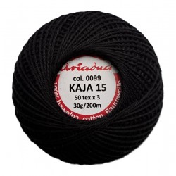 Cotton crocheting yarn "Kaja", color 0099-black/30g/200m