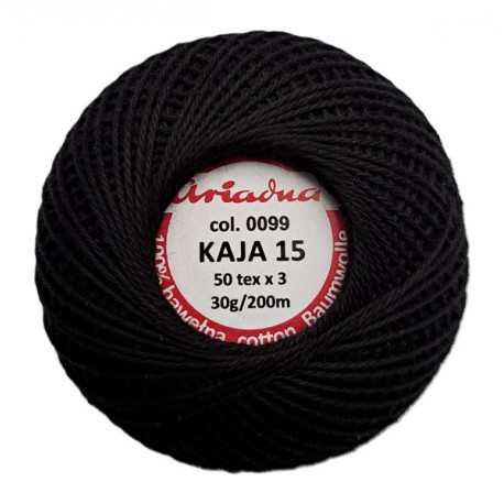 Cotton crocheting yarn "Kaja", color 0099-black/30g/200m