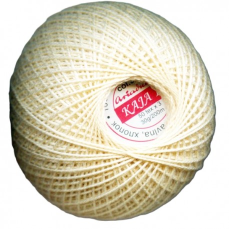 Cotton crocheting yarn "Kaja", color 304-light beige/30g/200m