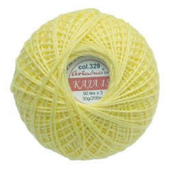 Cotton crocheting yarn "Kaja", color 329-yellow/30g/200m