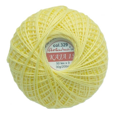 Medvilniniai siūlai nėrimui "Kaja" spalva 329- geltona/30g/200m