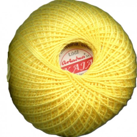 Cotton crocheting yarn "Kaja", color 305-yellow/30g/200m