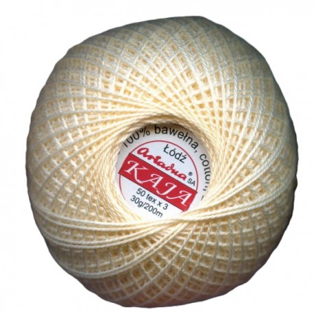 Cotton crocheting yarn "Kaja", color 313-creme/30g/200m