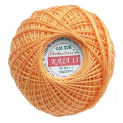 Cotton crocheting yarn "Kaja", color 328-orange/30g/200m