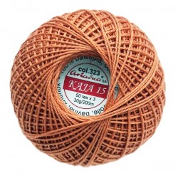Cotton crocheting yarn "Kaja", color 323-dark orange/30g/200m
