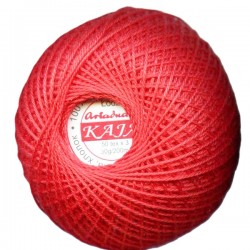 Cotton crocheting yarn "Kaja", color 306-bright red/30g/200m