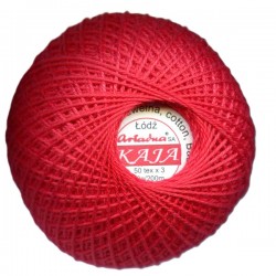 Cotton crocheting yarn "Kaja", color 307-red/30g/200m