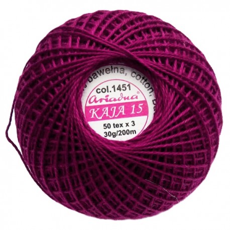 Cotton crocheting yarn "Kaja", color 1451-bordeaux/30g/200m