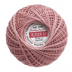Cotton crocheting yarn "Kaja", color 316-old pink/30g/200m