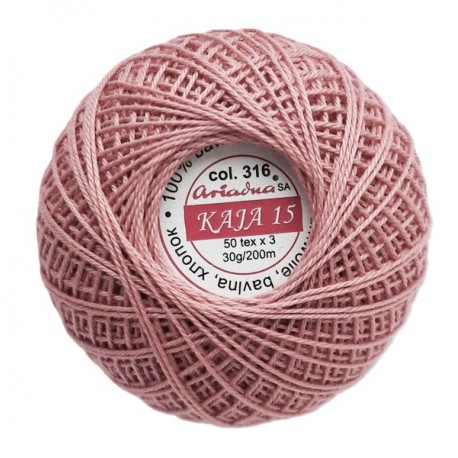 3567/316 Medvilniniai siūlai nėrimui "Kaja" spalva 316-sena rožinė/30g/200m