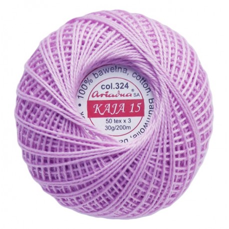 Medvilniniai siūlai nėrimui "Kaja" spalva 324-alyvų/30g/200m
