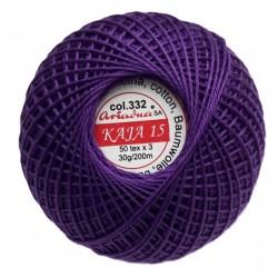 Medvilniniai siūlai nėrimui "Kaja" spalva 332-violetinė/30g/200m