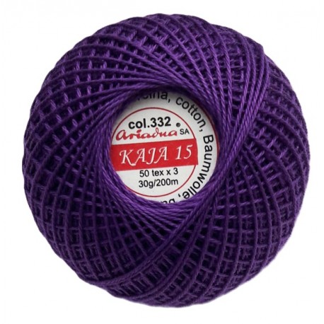 Medvilniniai siūlai nėrimui "Kaja" spalva 332-violetinė/30g/200m