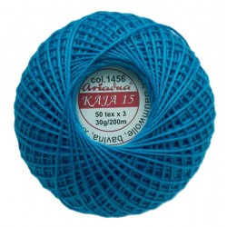Medvilniniai siūlai nėrimui "Kaja" spalva 1456-melsva turkio/30g/200m