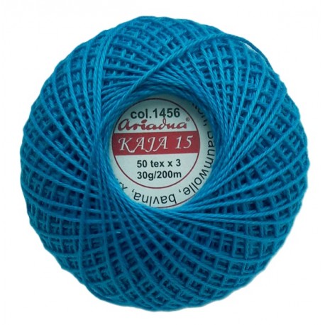 Cotton crocheting yarn "Kaja", color 1456-blue turquoise/30g/200m