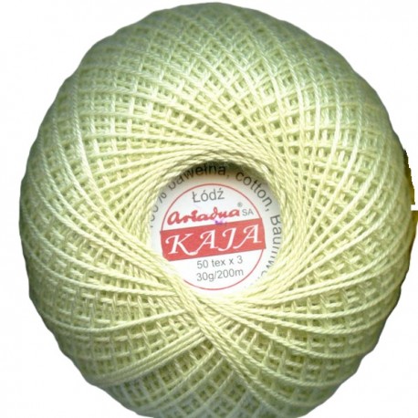 Cotton crocheting yarn "Kaja", color 312-light greenish yellow/30g/200m