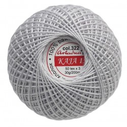 Cotton crocheting yarn "Kaja", color 322-light grey/30g/200m