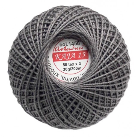 Cotton crocheting yarn "Kaja", color 1458-dark grey/30g/200m