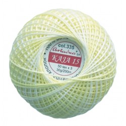 Cotton crocheting yarn "Kaja", color 335-light yellow shaded /30g/200m