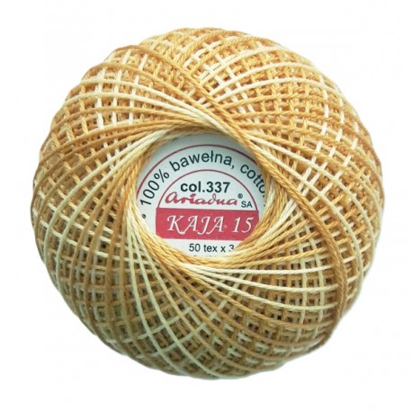 Cotton crocheting yarn "Kaja", color 337-gold shaded /30g/200m