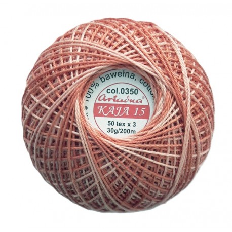 Cotton crocheting yarn "Kaja", color 350-pink brick shaded /30g/200m