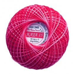 Cotton crocheting yarn "Kaja", color 340-red shaded /30g/200m