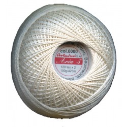 Hand knitting cotton yarn "Aria 5"/color 000-nature/1pc.