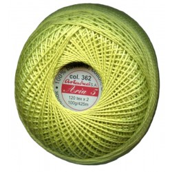 Hand knitting cotton yarn "Aria 5", color 362-lime green/1pc.