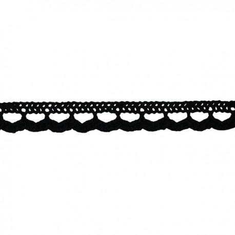 Medvilninis nėrinys 11mm art.S01 juodas/1m