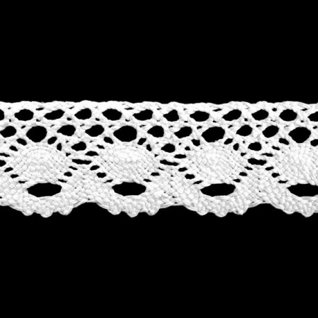 Cotton Lace Trim art.C136/32mm, white/1 m