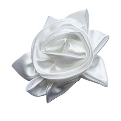 Papuošimas - rožė iš atlaso 10cm, balta/1 vnt.
