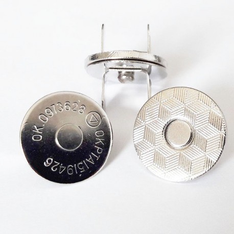 Užsegimas magnetinis 18 mm plonas, nikelis/1 vnt.