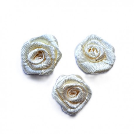 Papuošimas-rožė iš satino 2cm, spalva - šampano/1 vnt.