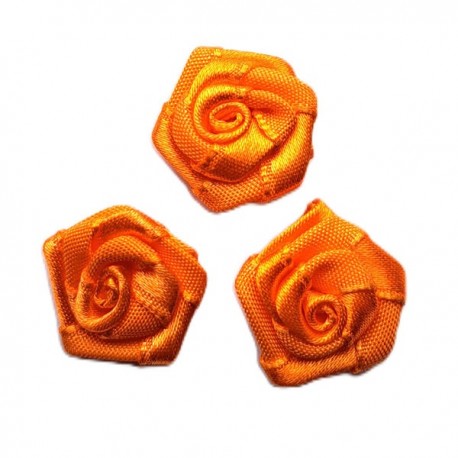 Papuošimas-rožė iš satino 2cm, spalva - oranžinė/1 vnt.