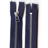 Plastic Zipper P40, 30 cm length, color T-09 - navy with silver teeth/1 pc.