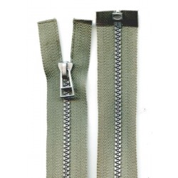 Open end plastic Zipper P40, 70 cm length, color T-31 - olive with silver teeth/1 pc.
