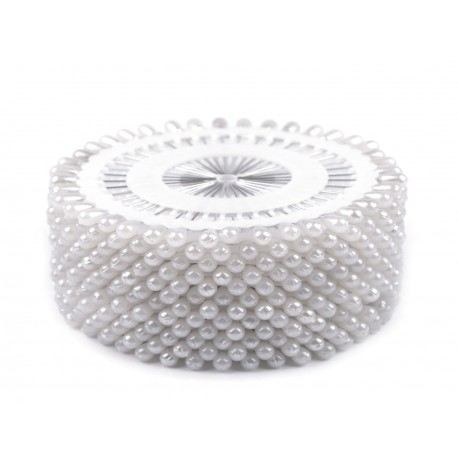 Smeigtukai 37x0.6mm baltomis perlamutrinėmis galvutėmis, 40 vnt.
