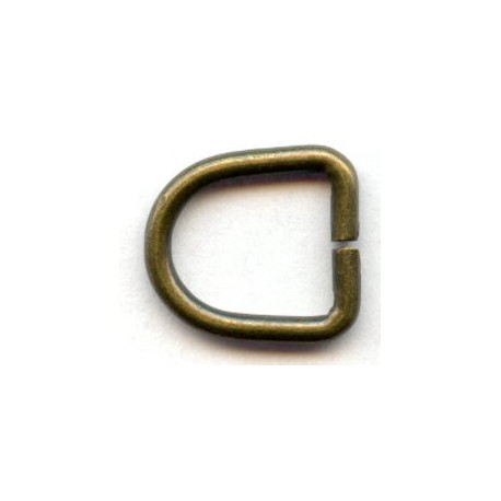 D-ring of steel wire art.P10/13/2.2/old brass/1 pc.