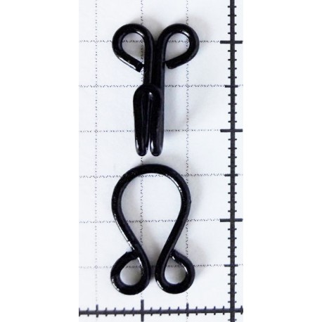 Hook and Eyes Size 1, 15+14mm,  black/1 pc.
