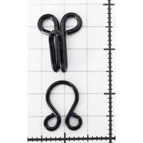 Hooks and Eyes Size 3, 13+12mm, black/1 pc.