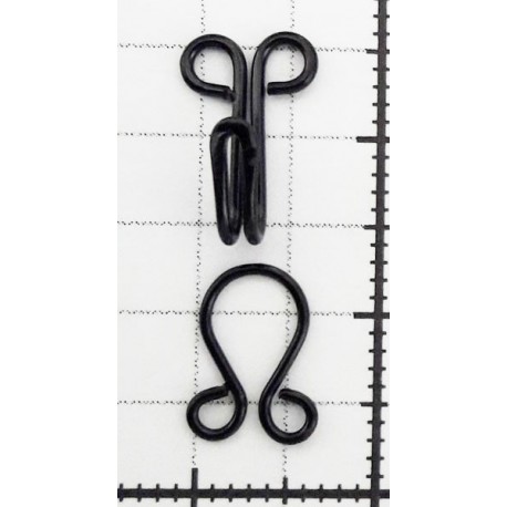 Hooks and Eyes Size 4, 12+10mm, black/1 pc.