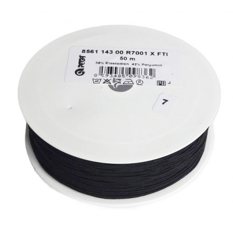 Round elastic cord 0.5 mm art. 856114300 R7001/black/50 m