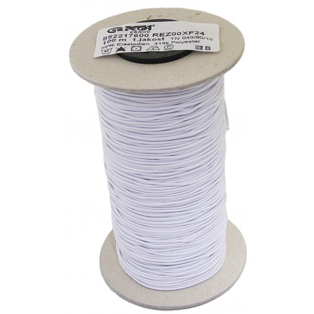 Round elastic cord 1.3 mm white/100m