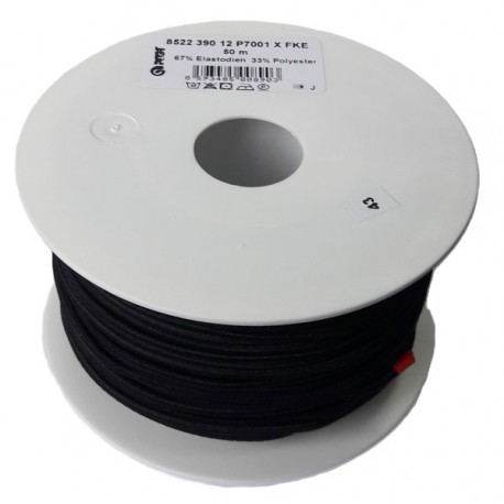 Apvali 2.6 mm storio juoda guma/1 m